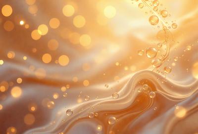 The primary subject of the image is a close-up of a yellow and orange background with a pattern of bubbles. The setting is a brightly lit environment, possibly a sunny day. The visual style is a combination of a photo and digital art, creating a unique and vibrant atmosphere. The dominant colors are yellow and orange, with the bubbles adding a touch of white. The overall mood of the image is warm, inviting, and visually appealing.