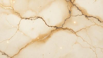 The primary subject of the image is a marble surface with a gold-like appearance. The setting is a white marble wall, and the visual style is a close-up of the marble surface. The colors and mood of the image are predominantly white and gold, giving it a luxurious and elegant appearance.