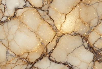 The primary subject of the image is a marble surface with a gold-like glow. The setting is a marble wall, and the visual style is a close-up of the marble surface. The colors and mood of the image are warm and inviting, with the gold-like glow creating a sense of luxury and elegance.