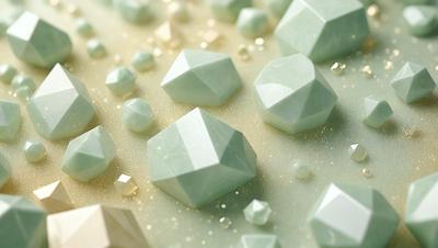 The primary subject of the image is a collection of small, white, and green geometric shapes, which are arranged on a surface. The setting appears to be a table or a similar surface, with the shapes placed on it. The visual style of the image is a combination of photo and digital art, as the shapes are arranged in a pattern that gives the impression of a digital artwork. The colors and mood of the image are predominantly white and green, with a sense of organization and harmony.