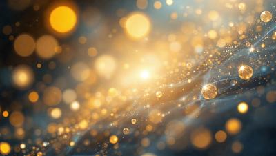 The primary subject of the image is a bright, colorful, and shiny light source, which appears to be a light bulb or a star. The light source is surrounded by a multitude of sparkling, golden, and yellow lights, creating a vibrant and luminous atmosphere. The setting is a dark background, which contrasts with the bright light source and emphasizes its glow. The visual style of the image is a combination of a photo and digital art, as it captures the light source's vivid