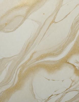 The primary subject of the image is a marble-like surface with a gold and brown color scheme. The setting is a room with a white wall, and the visual style appears to be a combination of a photo and a drawing. The colors and mood of the image are warm and inviting, creating a sense of luxury and sophistication.
