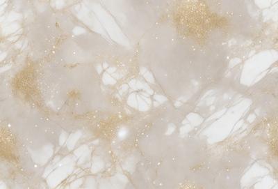 The primary subject of the image is a marble wall with a gold-colored pattern. The setting is a room with a white background. The visual style is a close-up of the marble wall, showcasing its intricate design. The colors and mood of the image are predominantly white and gold, creating a luxurious and elegant atmosphere.