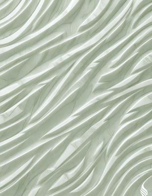 The primary subject of the image is a white, textured wall with a pattern of swirls and waves. The setting is a room with a white background, and the visual style appears to be a combination of a photo and digital art. The dominant colors are white and gray, creating a clean and minimalist atmosphere.
