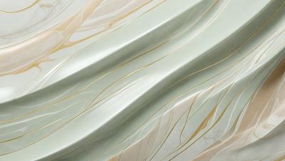 The primary subject of the image is a close-up of a green and gold wallpaper. The setting is a room with a wall covered in the wallpaper. The visual style is a patterned wallpaper, and the colors and mood are warm and inviting.