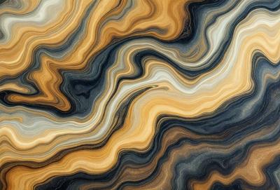 The primary subject of the image is a close-up of a marbled stone, showcasing its intricate and colorful patterns. The setting is a natural environment, with the stone being the main focus of the scene. The visual style is a close-up, which emphasizes the details of the stone's texture and patterns. The colors and mood of the image are vibrant and lively, with the marbled stone serving as a striking and eye-catching centerpiece.