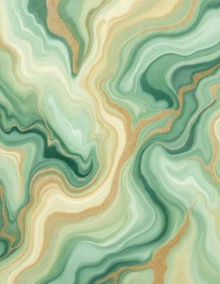 The primary subject of the image is a green and gold patterned wallpaper. The setting is a wall, and the visual style is a patterned design. The dominant colors are green and gold, creating a warm and inviting atmosphere.