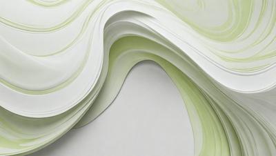 The primary subject of the image is a large stack of white paper. The paper is arranged in a way that it appears to be a wave or a curved structure. The setting is a white background, which provides a clean and minimalistic appearance. The visual style of the image is a combination of photo and digital art, as it captures the intricate details of the paper stack. The colors and mood of the image are predominantly white, giving it a clean and serene atmosphere.
