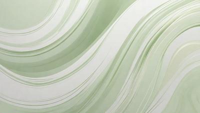The primary subject of the image is a large, curved, and swirling green pattern. The setting is a white wall, and the visual style appears to be a digital art or illustration. The dominant colors are green and white, creating a calm and soothing atmosphere.