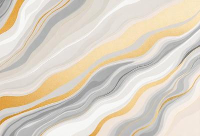 The primary subject of the image is a patterned wallpaper with a gold and white color scheme. The setting is a room with a white and grey color palette. The visual style is a combination of digital art and illustration, creating a unique and artistic design. The colors and mood of the image are warm and inviting, with the gold and white accents adding a touch of elegance and sophistication.