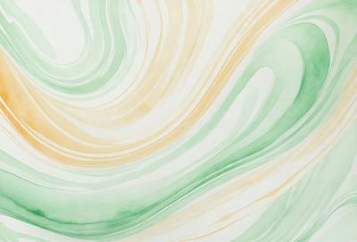 The primary subject of the image is a painting of a green and yellow swirl. The setting is a white background, and the visual style appears to be a digital art or illustration. The dominant colors in the painting are green and yellow, creating a vibrant and lively atmosphere.