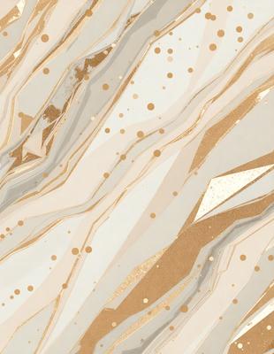 The primary subject of the image is a patterned wallpaper with a gold and white color scheme. The setting is a room with a marble-like surface, which adds to the luxurious and elegant atmosphere. The visual style is a combination of digital art and illustration, creating a unique and eye-catching design. The colors and mood convey a sense of sophistication and opulence, making the space feel inviting and comfortable.