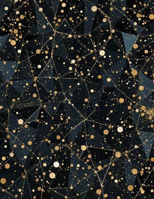 The primary subject of the image is a pattern of gold and black circles. The setting is a black background, and the visual style appears to be a digital art or illustration. The dominant colors are gold and black, creating a striking and elegant appearance. The overall atmosphere of the image is sophisticated and visually appealing.