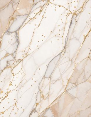 The primary subject of the image is a marble wall with a gold pattern. The setting is a room with a white marble wall, and the visual style is a close-up of the wall. The colors and mood of the image are predominantly white and gold, creating a luxurious and elegant atmosphere.