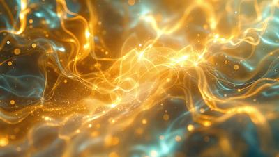 The primary subject of the image is a bright, colorful, and swirling pattern of light, which appears to be a digital art or illustration. The setting is a dark background, which contrasts with the vibrant colors of the light pattern. The visual style is modern and captivating, with the colors and mood evoking a sense of energy and movement.