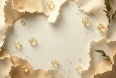 The primary subject of the image is a heart-shaped piece of paper with bubbles on it. The setting is a white background, and the visual style appears to be a combination of a photo and digital art. The colors are predominantly white and yellow, giving the image a warm and inviting atmosphere.