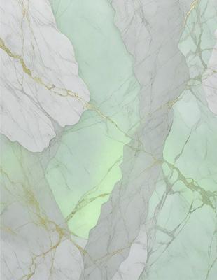 The primary subject of the image is a marble wall with a greenish tint. The setting is a bathroom, and the visual style is a photo. The dominant colors are green and white, creating a calm and soothing atmosphere.