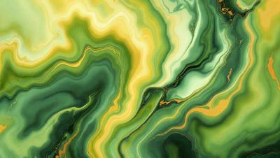 The primary subject of the image is a vibrant, colorful, and intricate pattern. The setting is a green background, which complements the colors of the pattern. The visual style is a combination of digital art and illustration, creating a unique and eye-catching design. The dominant colors are green, yellow, and orange, giving the pattern a lively and energetic atmosphere.