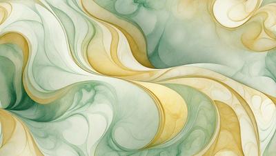 The primary subject of the image is a large, colorful painting featuring a mix of green, yellow, and orange hues. The painting is set against a white background, creating a striking contrast. The visual style of the painting appears to be a combination of digital art and illustration, giving it a unique and vibrant appearance. The colors and mood of the painting evoke a sense of energy and creativity, making it an eye-catching and engaging piece of art.