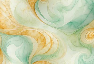 The primary subject of the image is a colorful, swirling pattern that resembles a painting or a digital artwork. The setting is a wall, and the visual style appears to be a combination of photo and digital art. The colors and mood of the image are vibrant and lively, with a mix of green, yellow, and orange hues.