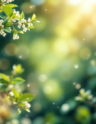 Primary subject: Flowers
Setting/background: Green leaves and bright sunlight
Visual style: Photo
Colors and mood: Bright, vibrant, and lively