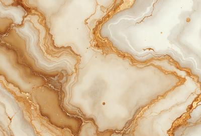 The primary subject of the image is a marble-like surface with a pattern of swirls and a yellowish hue. The setting is a white marble countertop, and the visual style is a close-up of the marble surface. The colors and mood of the image are warm and earthy, with the yellowish hue adding a touch of natural warmth to the scene.