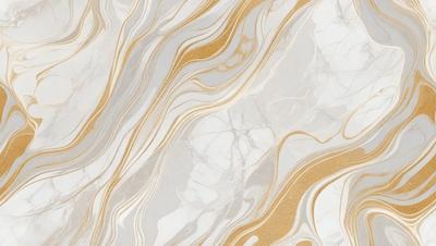 The primary subject of the image is a marble tile with a gold and white color scheme. The setting is a bathroom, as indicated by the presence of the marble tile. The visual style is a close-up of the tile, showcasing its intricate design and texture. The colors and mood of the image are elegant and sophisticated, with the gold and white tones creating a luxurious and refined atmosphere.