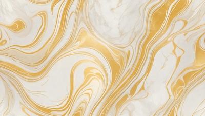 The primary subject of the image is a marble wall with a gold and white pattern. The setting is a room with a marble floor, and the visual style is a close-up of the marble wall. The colors and mood of the image are warm and elegant, with the gold and white pattern adding a touch of luxury to the space.