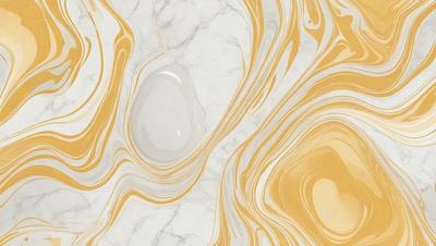 The primary subject of the image is a marble countertop with a gold and white pattern. The setting is a kitchen, and the visual style is a close-up of the marble countertop. The dominant colors are gold and white, creating a warm and elegant atmosphere.
