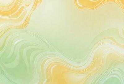 The primary subject of the image is a colorful, swirling pattern that appears to be a painting or a digital artwork. The setting is a wall, and the visual style is a mix of photo and digital art. The dominant colors in the image are yellow, green, and orange, creating a vibrant and lively atmosphere.