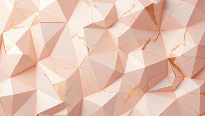 The primary subject of the image is a close-up of a marble wall with a gold-colored texture. The setting is a room with a marble wall, and the visual style is a combination of photo and digital art. The dominant colors are gold and pink, creating a warm and luxurious atmosphere.