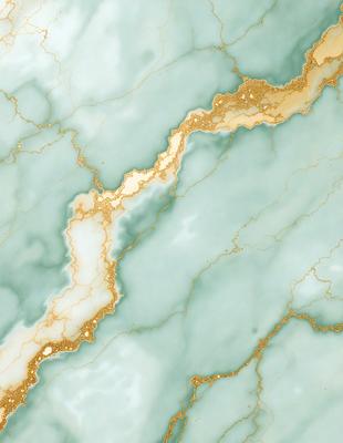 The primary subject of the image is a marble wall with a gold-colored streak running through it. The setting is a marble surface, and the visual style appears to be a photo. The dominant colors are gold and green, creating a luxurious and elegant atmosphere.