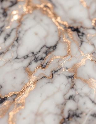 The primary subject of the image is a marble countertop with a gold-colored pattern. The setting is a kitchen or bathroom, as the countertop is a part of the design. The visual style is a close-up of the marble countertop, showcasing the gold pattern. The colors and mood of the image are warm and elegant, with the gold pattern adding a touch of luxury to the marble surface.