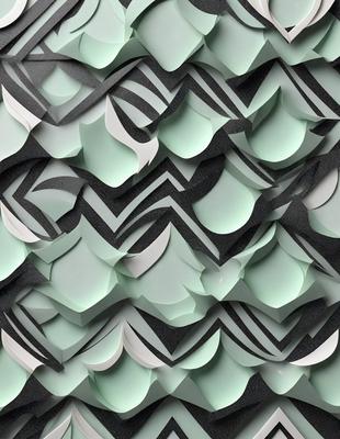 The primary subject of the image is a patterned wallpaper with a black and white design. The setting is a room with a green background, which adds a vibrant touch to the overall atmosphere. The visual style of the image is a combination of digital art and illustration, creating a unique and eye-catching pattern. The colors and mood of the image are predominantly black and white, giving it a classic and timeless appearance.