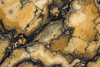 The primary subject of the image is a marble wall with a unique and intricate pattern. The setting is a room with the marble wall as the main focus. The visual style is a close-up of the marble wall, showcasing its texture and details. The colors and mood of the image are predominantly earthy tones, giving the scene a natural and elegant atmosphere.