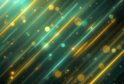 The primary subject of the image is a colorful, abstract pattern featuring yellow, blue, and green colors. The setting is a dark background, which contrasts with the bright colors of the pattern. The visual style appears to be a combination of digital art and illustration, creating a unique and eye-catching design. The overall atmosphere is vibrant and energetic, with the colors and patterns evoking a sense of movement and dynamism.
