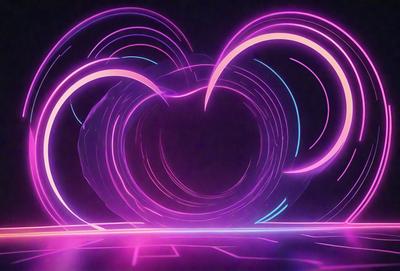 The primary subject of the image is a pink heart-shaped tunnel. The setting is a dark background, which contrasts with the bright pink heart. The visual style is a digital art or illustration, creating a unique and eye-catching design. The colors and mood are predominantly pink, giving the image a warm and inviting atmosphere.