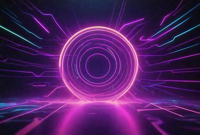 The primary subject of the image is a large, brightly colored, pink and purple circle. The circle is the main focus of the image, and it appears to be floating in a purple and pink environment. The visual style of the image is digital art, as it is a computer-generated or digitally created image. The colors and mood of the image are vibrant and energetic, with the pink and purple hues creating a lively atmosphere.