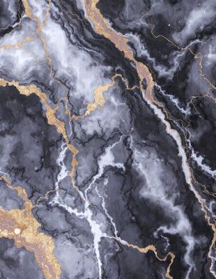 The primary subject of the image is a marble-like surface with a gold-like pattern. The setting is a black and white background, which adds a dramatic effect to the scene. The visual style is a combination of a photo and digital art, creating a unique and intriguing appearance. The colors and mood of the image are predominantly black and white, with the gold-like pattern adding a touch of warmth and sophistication.