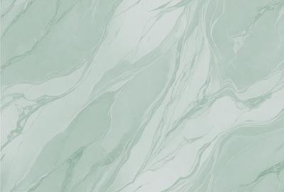 The primary subject of the image is a marble-like surface with a green and white color scheme. The setting is a bathroom, as indicated by the presence of a sink. The visual style is a close-up of the marble surface, showcasing its intricate patterns and textures. The colors and mood of the image are calming and sophisticated, with the green and white tones creating a serene atmosphere.