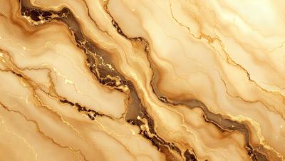 The primary subject of the image is a marble countertop with a gold-colored pattern. The setting is a kitchen, and the visual style is a close-up of the marble countertop. The colors and mood of the image are warm and luxurious, with the gold pattern adding a touch of sophistication to the marble surface.