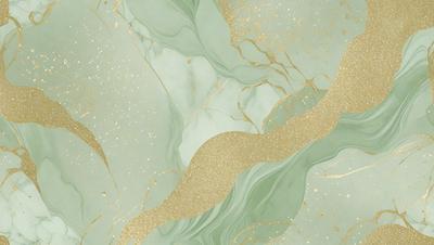 The primary subject of the image is a marble-like surface with a gold and green color scheme. The setting is a room with a green background, and the visual style appears to be a combination of a photo and digital art. The colors and mood of the image are warm and inviting, with the gold and green tones creating a sense of luxury and sophistication.