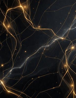 The primary subject of the image is a pattern of yellow and orange lights, which create a visually striking and vibrant scene. The setting is a dark background, which contrasts with the bright lights, giving the image a dramatic and artistic feel. The visual style is a combination of digital art and illustration, as the lights are depicted in a way that resembles a painting or drawing. The colors and mood of the image are predominantly warm and energetic, with the yellow and orange hues ev