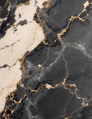 The primary subject of the image is a marble wall with a gold and black pattern. The setting is a room with a black and gold marble wall, which serves as the background. The visual style is a combination of digital art and illustration, creating a unique and intricate design. The dominant colors are gold and black, giving the wall a luxurious and elegant appearance.