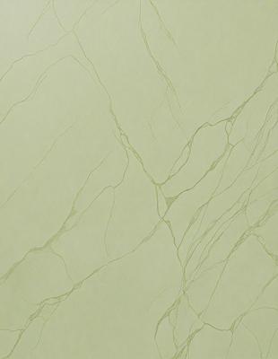 The primary subject of the image is a close-up of a marble wall with a green tint. The setting is a room with a green wall, and the visual style is a photo. The dominant colors are green and white, creating a calm and serene atmosphere.