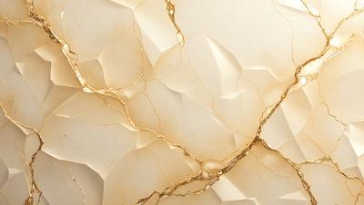 The primary subject of the image is a marble wall with a gold-colored, textured surface. The setting is a room with a white background, and the visual style appears to be a combination of a photo and digital art. The dominant colors are gold and white, creating a luxurious and elegant atmosphere.