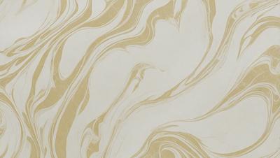 The primary subject of the image is a patterned wallpaper with a gold and white color scheme. The setting is a room with a white background, and the visual style appears to be a combination of a photo and a digital art or illustration. The colors and mood of the image are warm and inviting, creating a cozy and comfortable atmosphere.