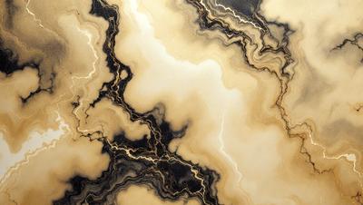 The primary subject of the image is a marble-like surface with a pattern of black and yellow. The setting is a close-up of the marble, showcasing its intricate design. The visual style is a combination of a photo and digital art, creating a unique and artistic representation of the marble. The colors and mood of the image are predominantly black and yellow, giving it a bold and striking appearance.