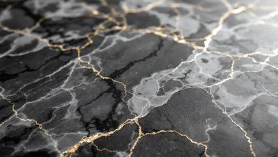 The primary subject of the image is a marble countertop with a gold-like pattern on it. The setting is a kitchen or a similar environment, as the countertop is a part of a table. The visual style is a close-up of the marble countertop, showcasing the intricate gold pattern. The colors and mood of the image are elegant and sophisticated, with the gold pattern adding a touch of luxury to the marble surface.