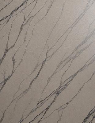 The primary subject of the image is a close-up of a marble-like surface with a pattern of lines and swirls. The setting is a wall, and the visual style appears to be a combination of a photo and a drawing. The colors and mood of the image are predominantly grays and browns, giving it a natural and textured appearance.